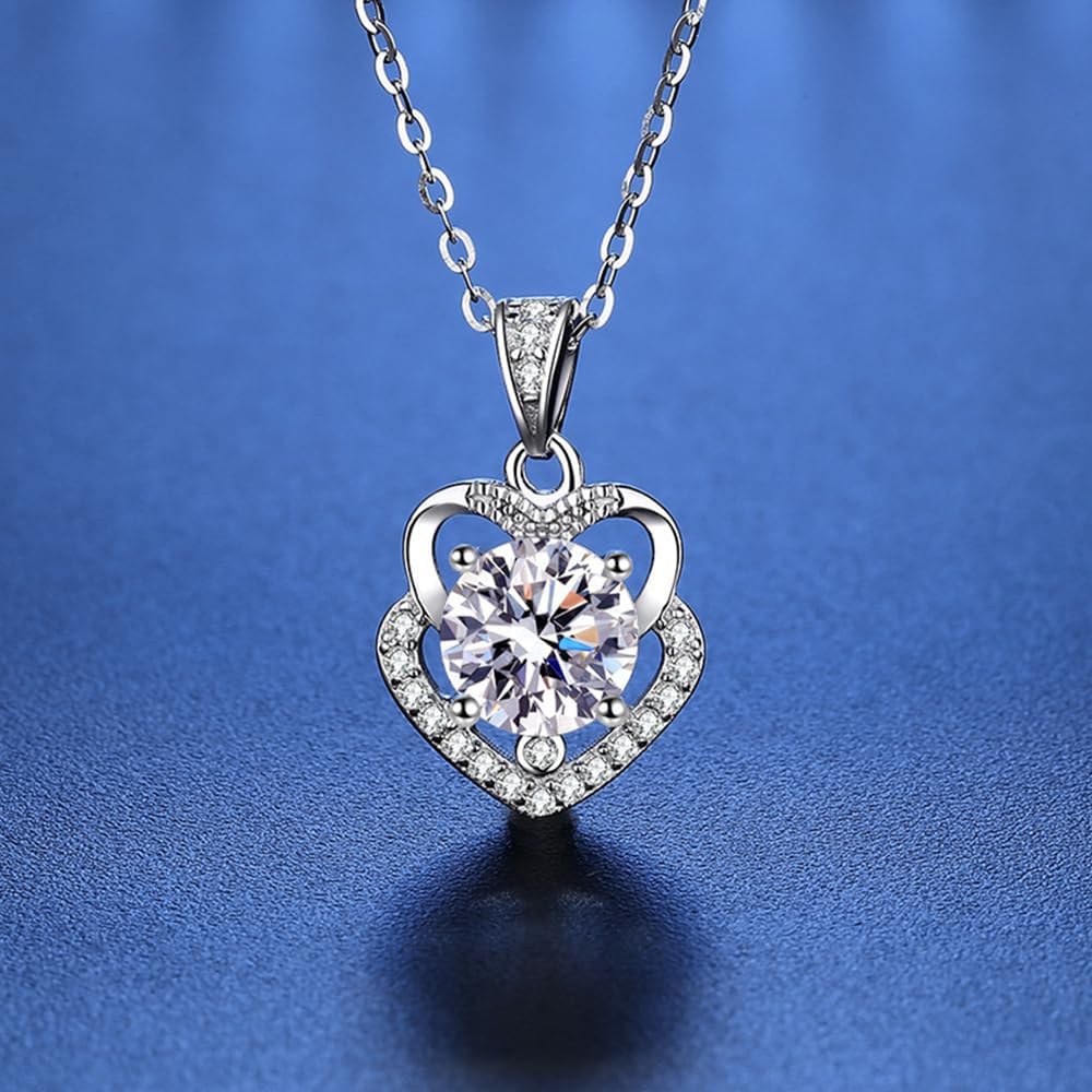 EDTEMI 2 Carat IGI Certified Lab Grown Diamond Pendant Necklace for Women, 14K White Gold, Round Brilliant Cut