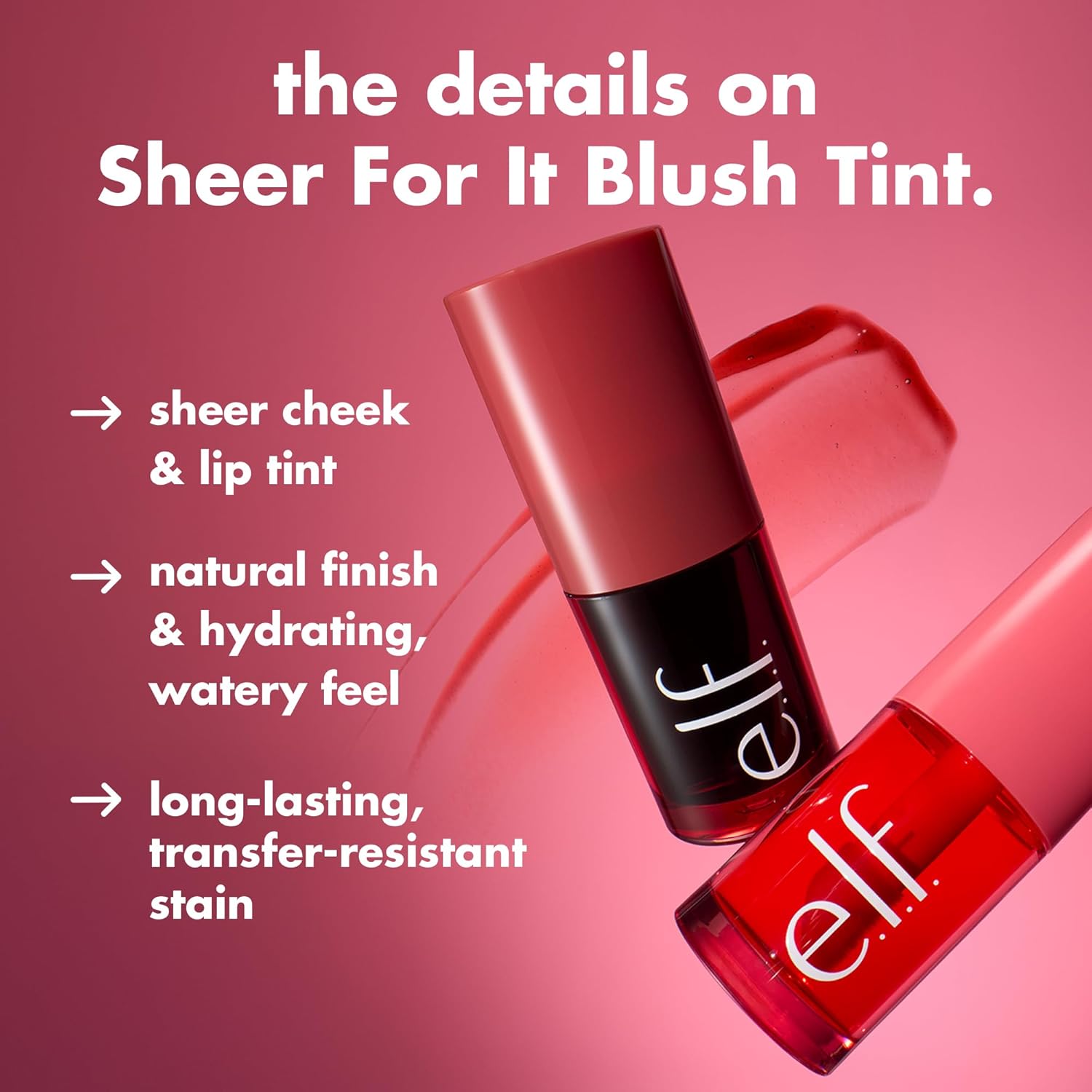 e.l.f. Sheer For It Blush Tint, Multi-Use, Long-Lasting Lip & Cheek Makeup, Creates A Natural Flush Finish, Vegan & Cruelty-Free, Plums Up