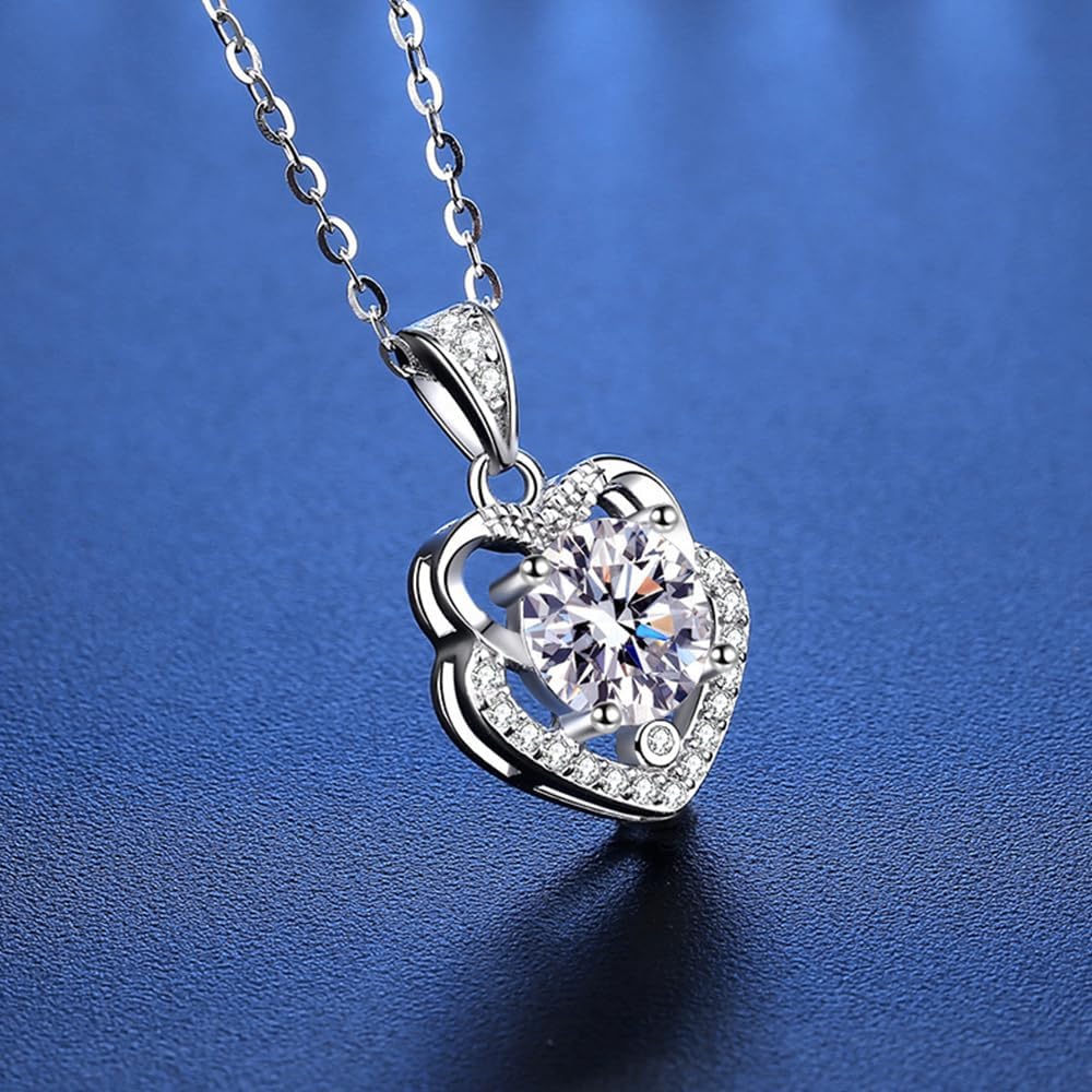 EDTEMI 2 Carat IGI Certified Lab Grown Diamond Pendant Necklace for Women, 14K White Gold, Round Brilliant Cut