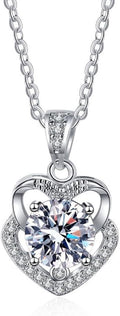 EDTEMI 2 Carat IGI Certified Lab Grown Diamond Pendant Necklace for Women, 14K White Gold, Round Brilliant Cut