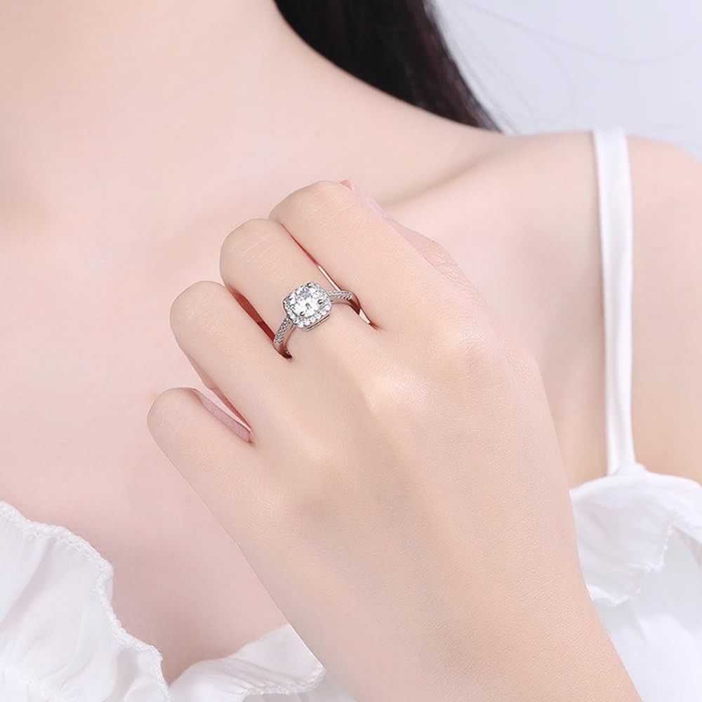 EDTEMI 2 Carat Lab Grown Diamond Engagement Ring,Wedding Promise Rings Jewelry Gifts for Women, Clarity VS1-VS2, D E F Color
