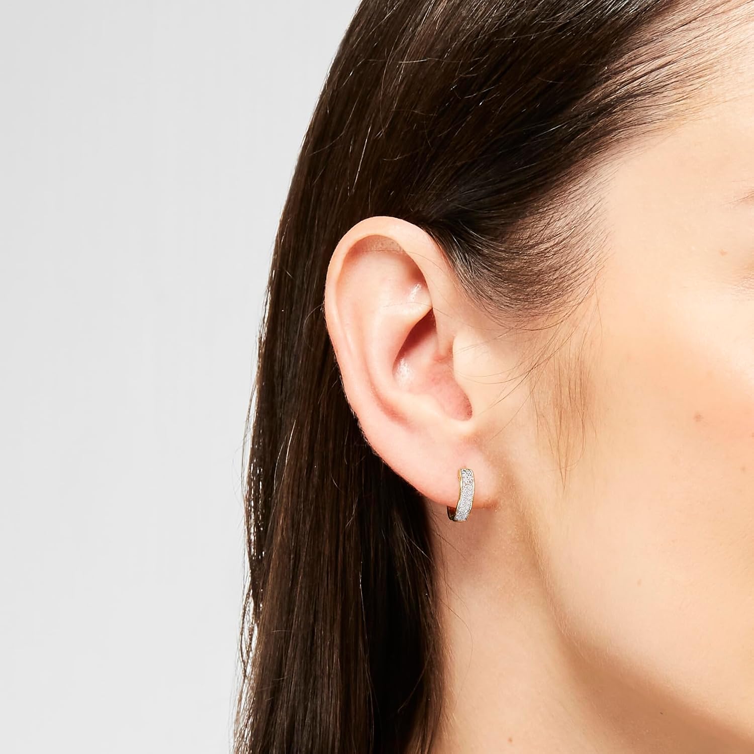 Gold Vermeil Double Row Pavé Diamond Huggie Earrings | Minimalist Hoops, Lab-Created Diamonds