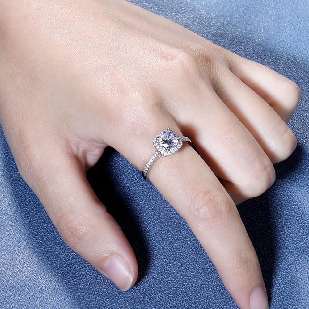 EDTEMI 2 Carat Lab Grown Diamond Engagement Ring,Wedding Promise Rings Jewelry Gifts for Women, Clarity VS1-VS2, D E F Color