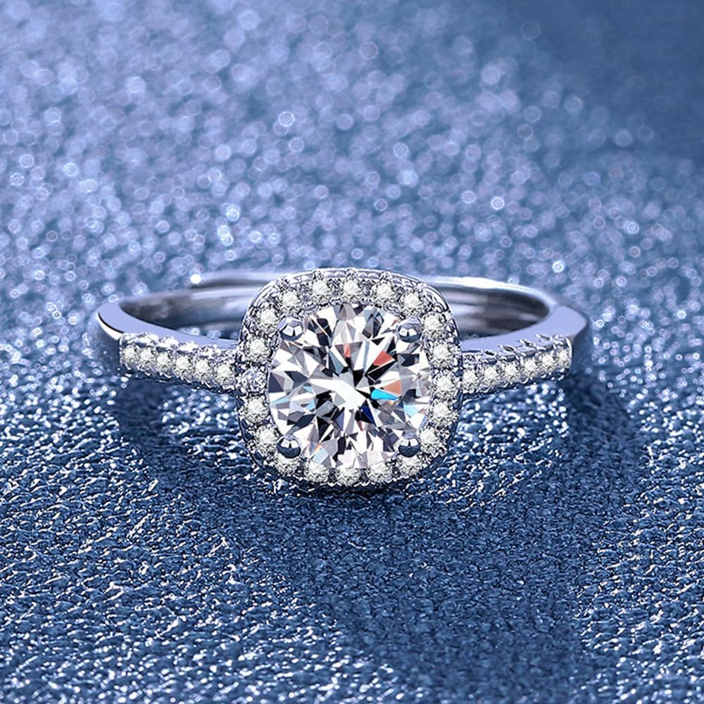 EDTEMI 2 Carat Lab Grown Diamond Engagement Ring,Wedding Promise Rings Jewelry Gifts for Women, Clarity VS1-VS2, D E F Color
