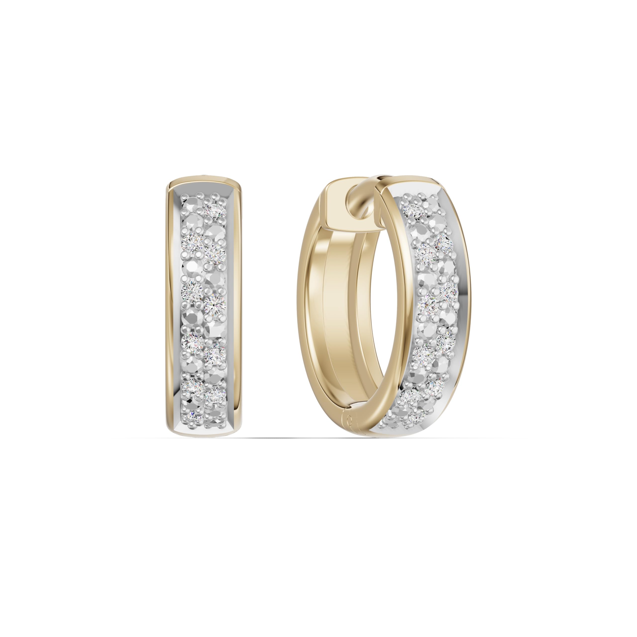 Gold Vermeil Double Row Pavé Diamond Huggie Earrings | Minimalist Hoops, Lab-Created Diamonds