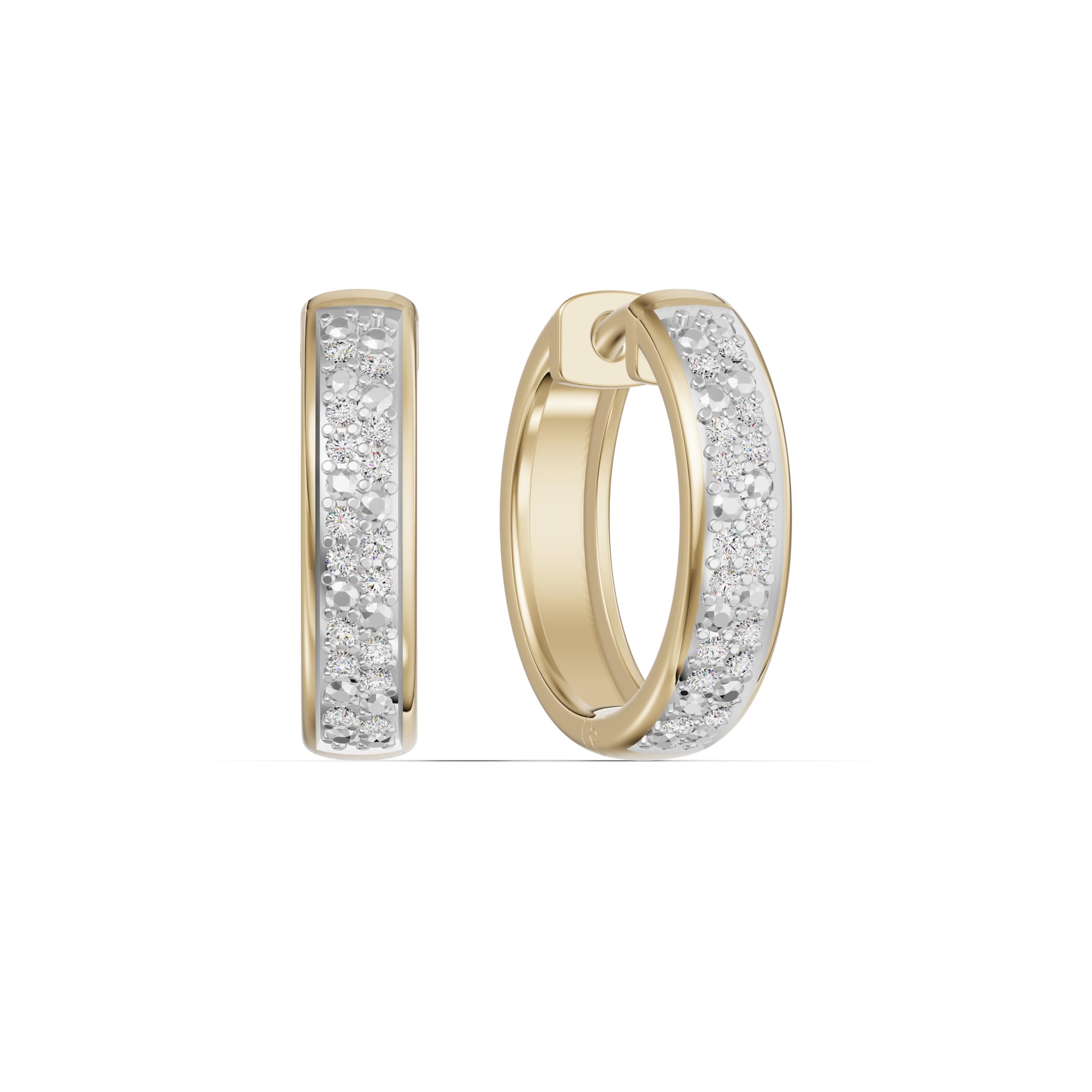 Gold Vermeil Double Row Pavé Diamond Huggie Earrings | Minimalist Hoops, Lab-Created Diamonds