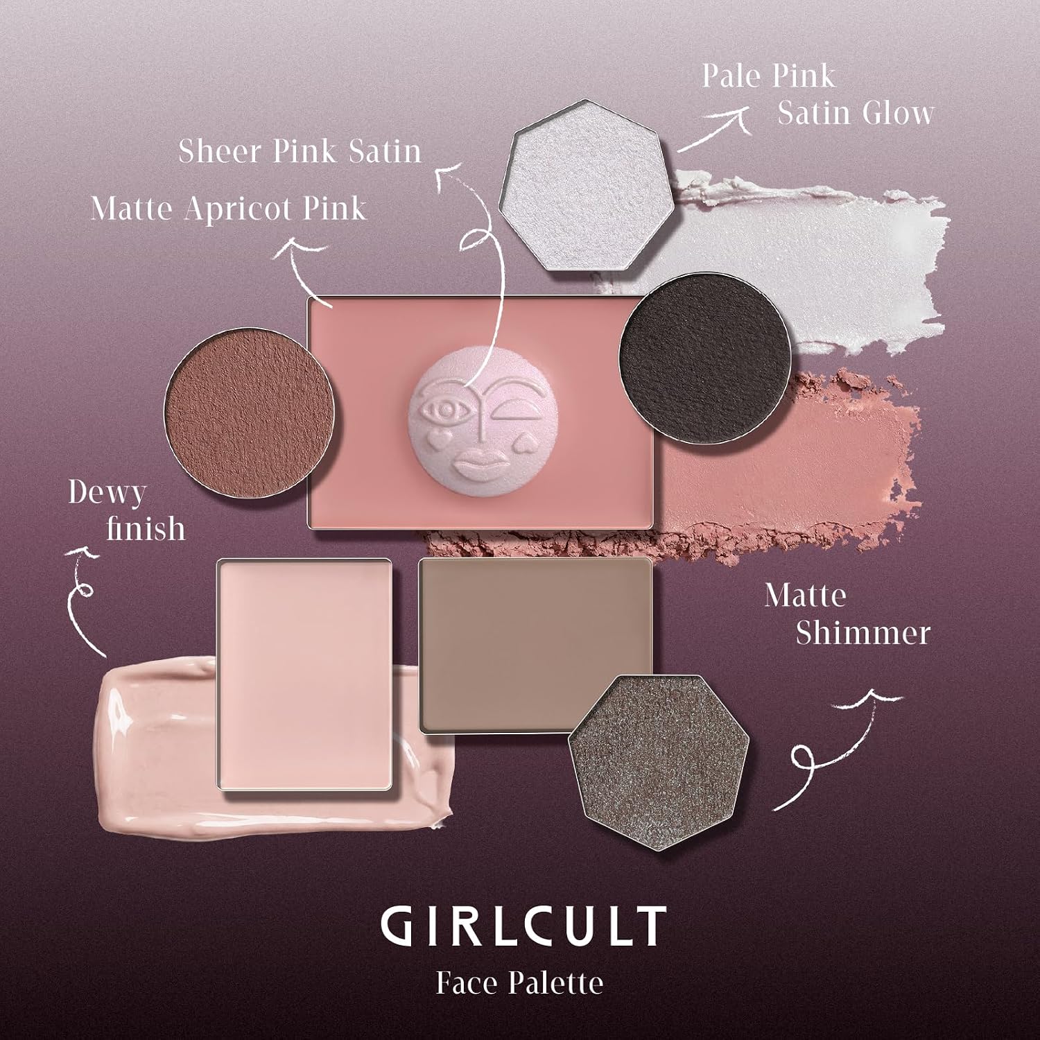 GIRLCULT All-in-One Makeup Palette, Cream-to-Powder Formula | Eyeshadow, Blush, Contour & Highlighter | Easy Blend Texture | Soft Focus Finish | Buildable Color | Everyday & Travel Makeup