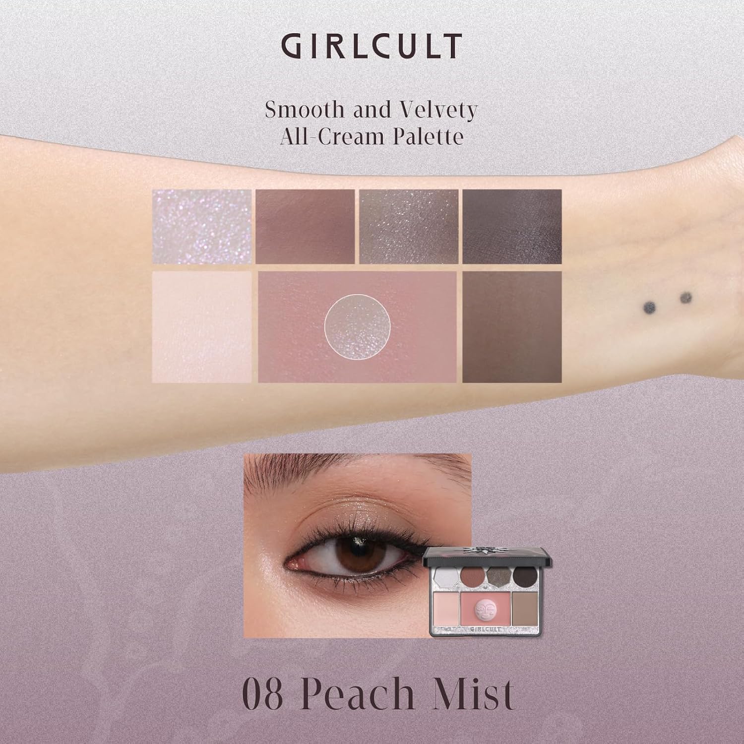 GIRLCULT All-in-One Makeup Palette, Cream-to-Powder Formula | Eyeshadow, Blush, Contour & Highlighter | Easy Blend Texture | Soft Focus Finish | Buildable Color | Everyday & Travel Makeup